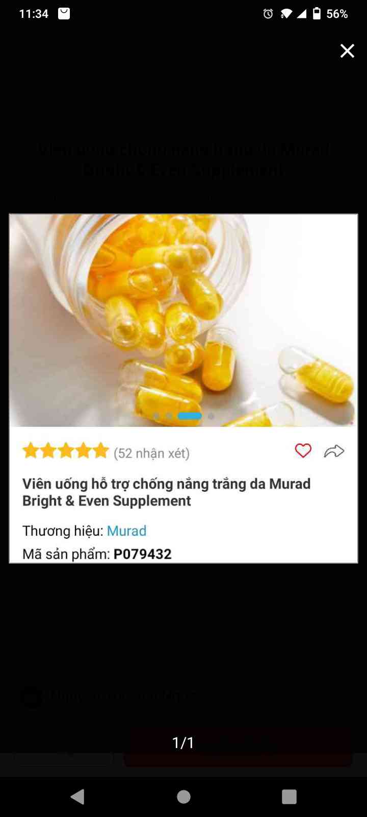 Viên uống chống nắng trắng da Murad Bright & Even Supplement - Chiết xuất lựu, bảo vệ da khỏi tia UV, làm sáng và trẻ hóa da 60 viên