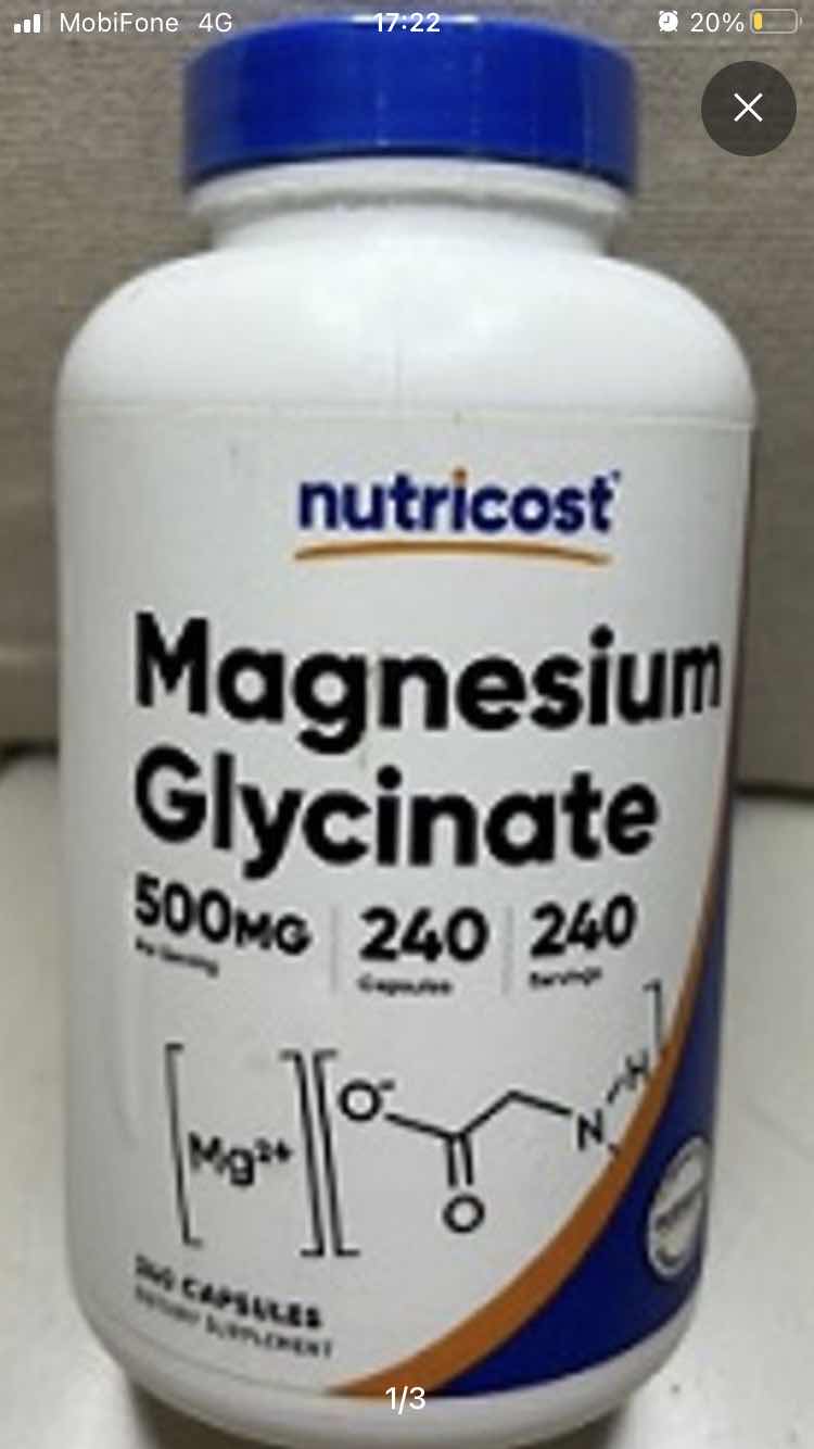 MAGNESIUM GLYCINATE-NUTRICOST 210MG-180V-HỔ TRỢ XƯƠNG,CƠ BẮP,THẦN KINH