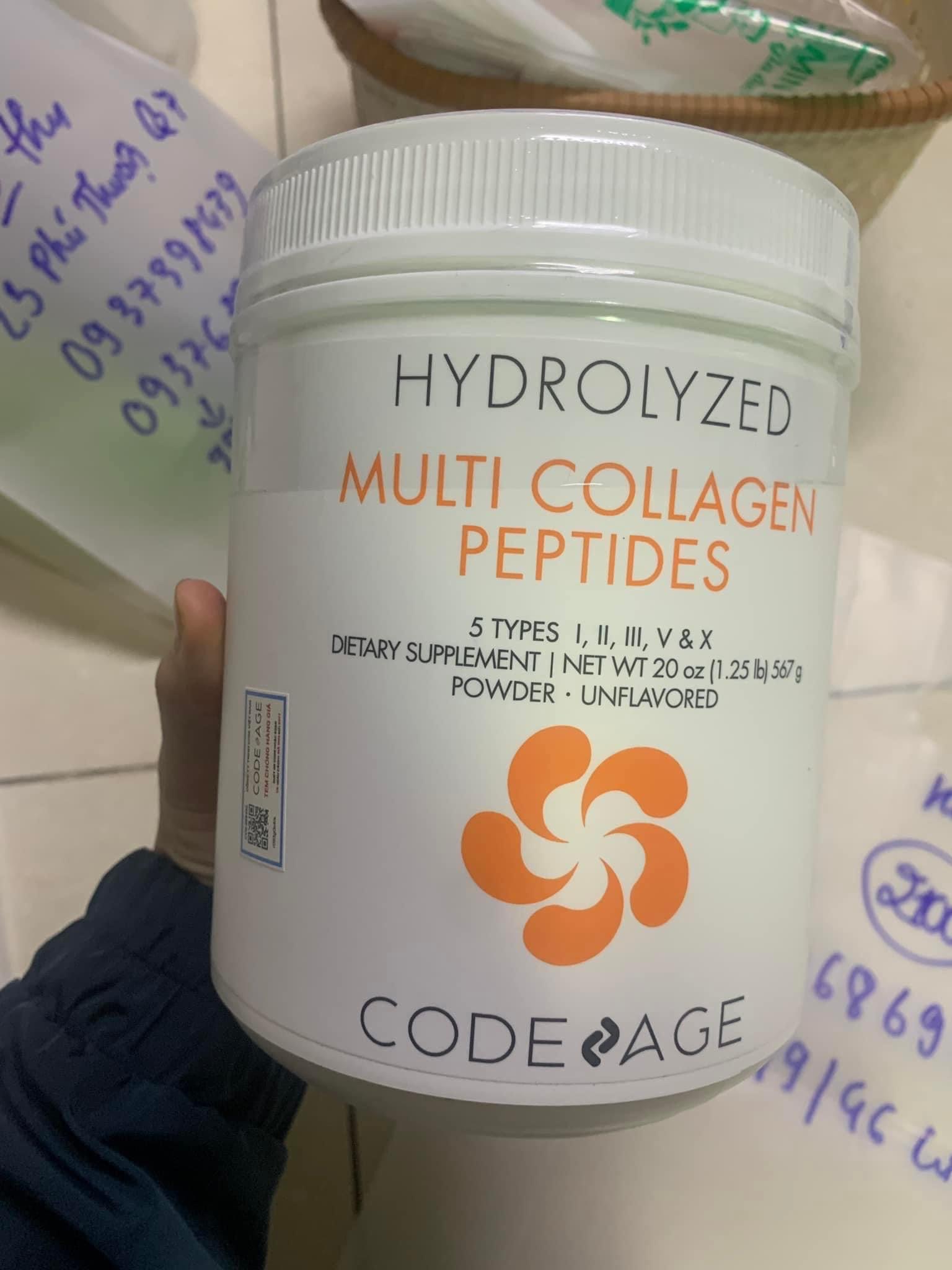 Bột Collagen Codeage Hydrolyzed Multi Collagen Peptides 567g - Sản phẩm bổ sung collagen thủy phân, có 5 loại collagen cần thiết cho sức khỏe da và khớp
