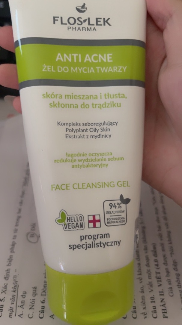 Sữa Rửa Mặt Floslek Anti Acne cho Da Dầu Mụn - Gel Làm Sạch Sâu Ngăn Ngừa Mụn, Kháng Viêm, Dưỡng Ẩm 200ml