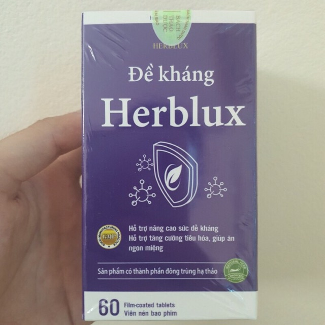 Viên uống Đề kháng Herblux - Tăng cường miễn dịch, hỗ trợ tiêu hóa ngon miệng & giấc ngủ cho người suy nhược, 60 viên bổ sung sức khỏe