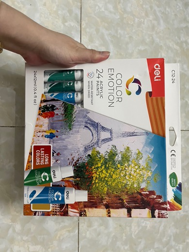 Bộ Màu Nước Acrylic Deli EC12 Dạng Tuýp 12ml - 12/24 Màu Sắc Tươi Sáng, Độ Che Phủ Tốt, Thích Hợp Cho Người Mới Bắt Đầu Vẽ