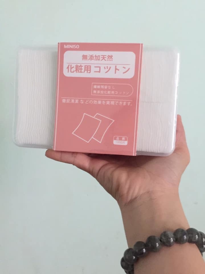 Bông tẩy trang Miniso Nhật Bản 1000 miếng - Bông tẩy trang cotton mềm mịn, an toàn cho mọi loại da, loại bỏ trang điểm hiệu quả