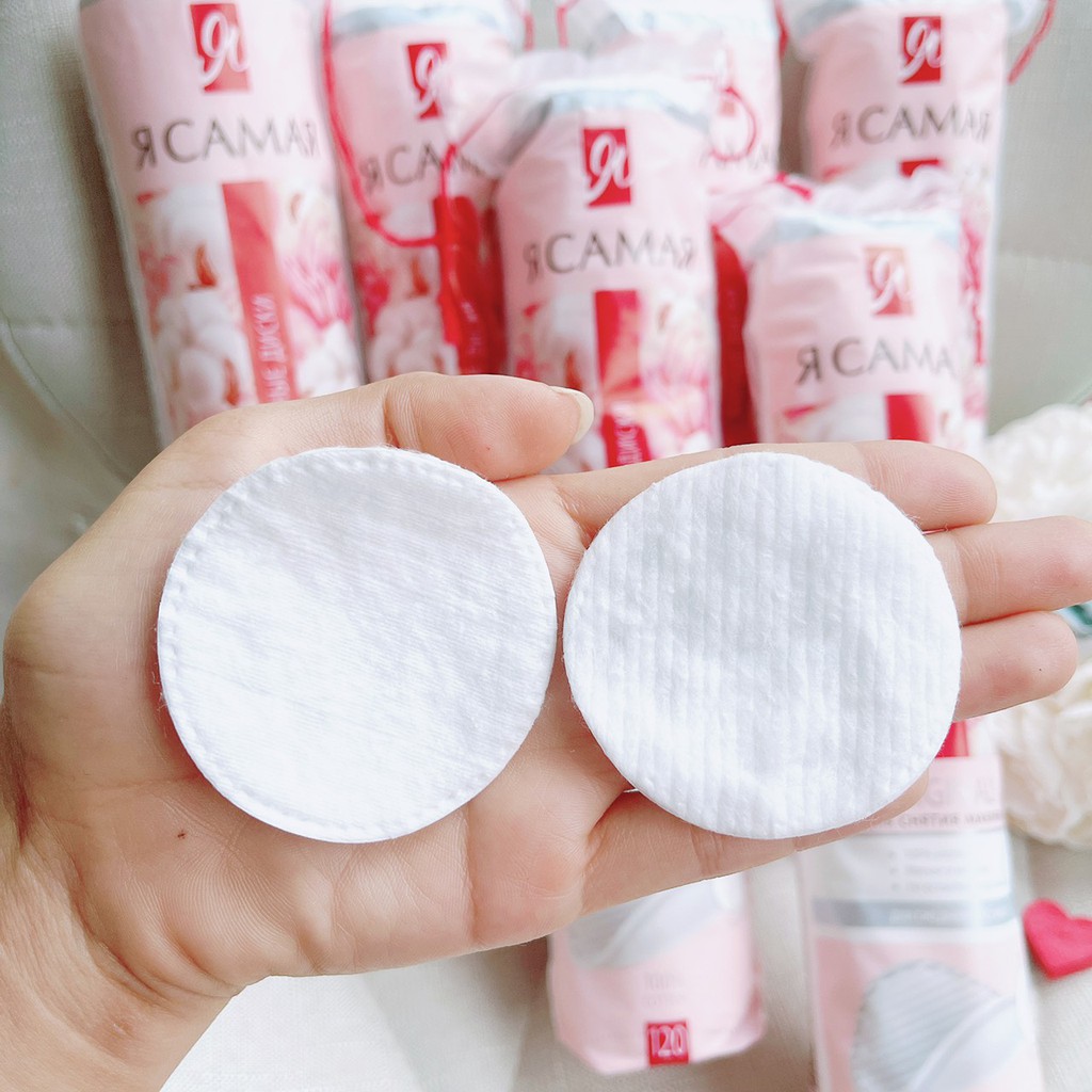 Bông Tẩy Trang Ya Samaya Rcamar - Miếng Cotton Tự Nhiên 120 Miếng, Dịu Mềm, Tẩy Trang & Đắp Mặt Nạ Dưỡng Da