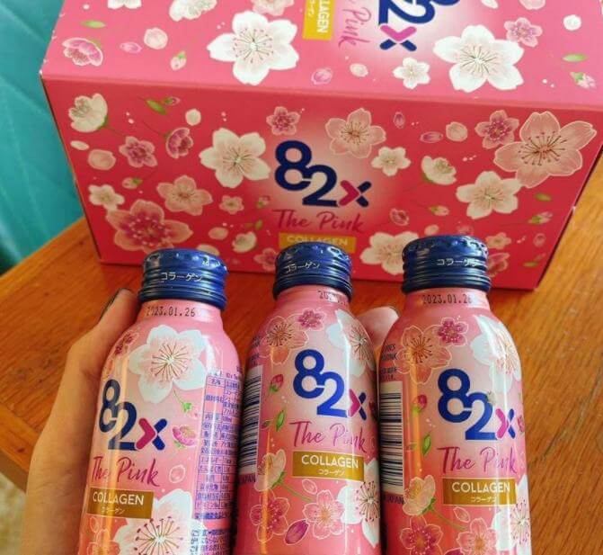 Nước Uống Collagen 82X The Pink Nhật Bản - Hỗ Trợ Làm Đẹp Da, Giảm Lão Hóa 100ml (Hộp 10 Chai)