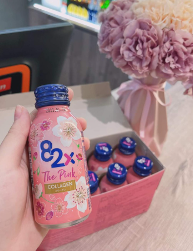 Nước Uống Collagen 82X The Pink Nhật Bản - Hỗ Trợ Làm Đẹp Da, Giảm Lão Hóa 100ml (Hộp 10 Chai)