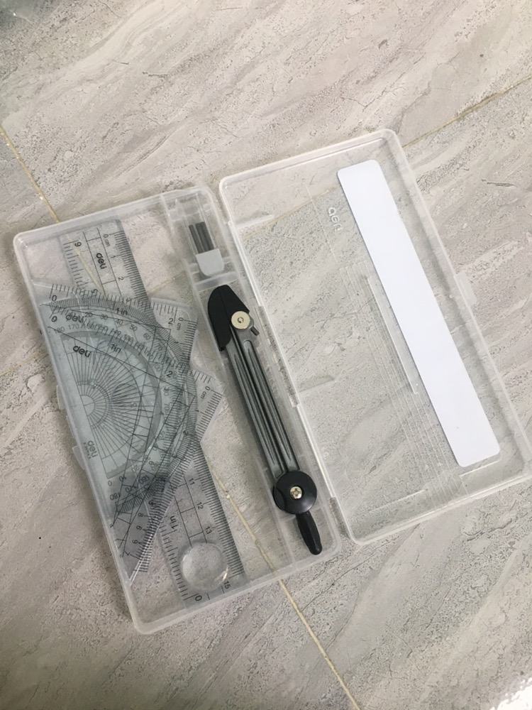 Bộ 6 Dụng Cụ Học Tập Compa và Thước Kẻ Deli E9609 - Chất Liệu PP Cao Cấp, Tiện Dụng Cho Học Sinh