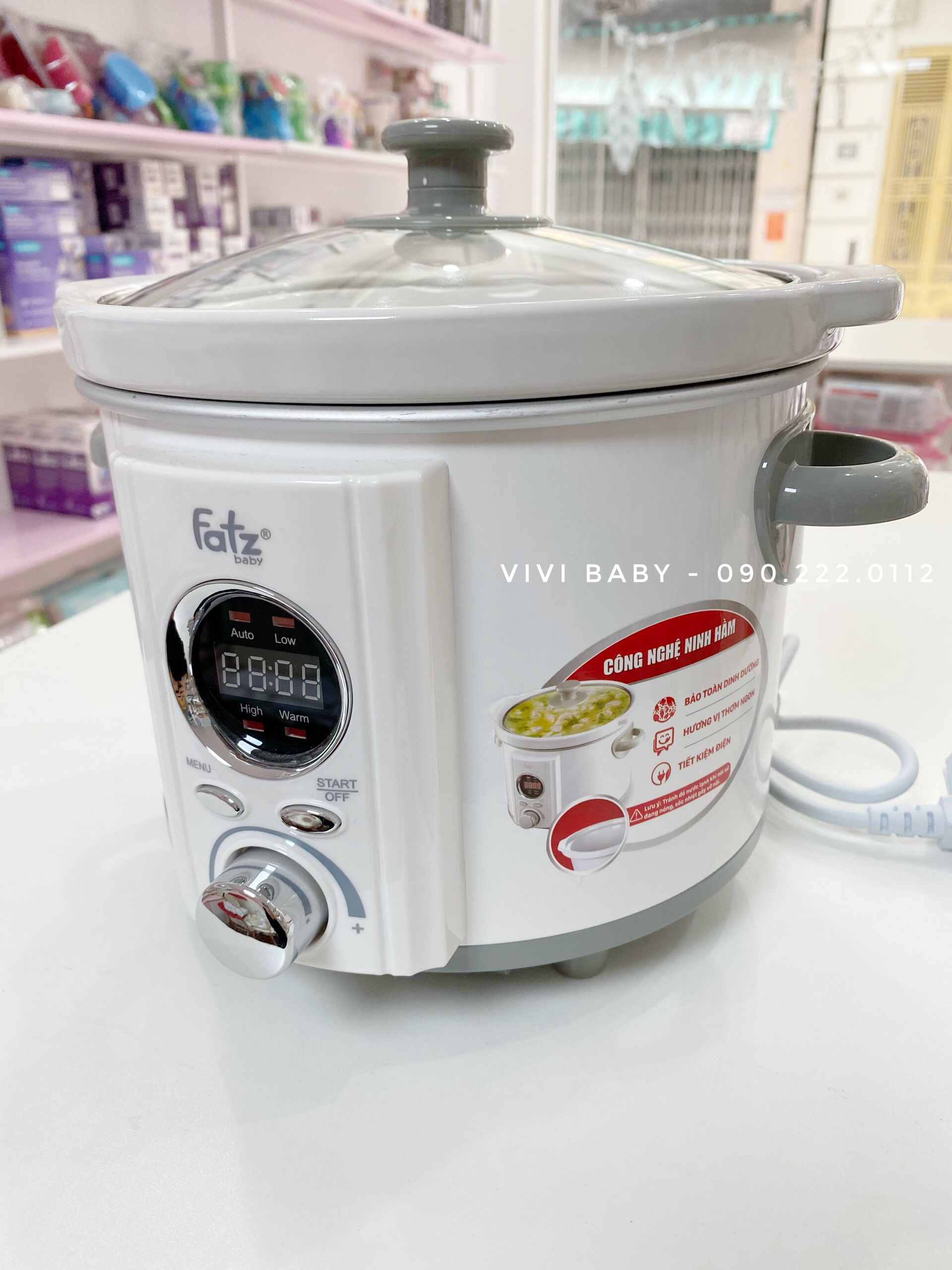 Nồi Nấu Chậm Hẹn Giờ Thông Minh Fatzbaby Slow 4 - Nồi Nấu Cháo Cho Bé Chất Liệu Sứ Ceramic An Toàn, Tiện Lợi