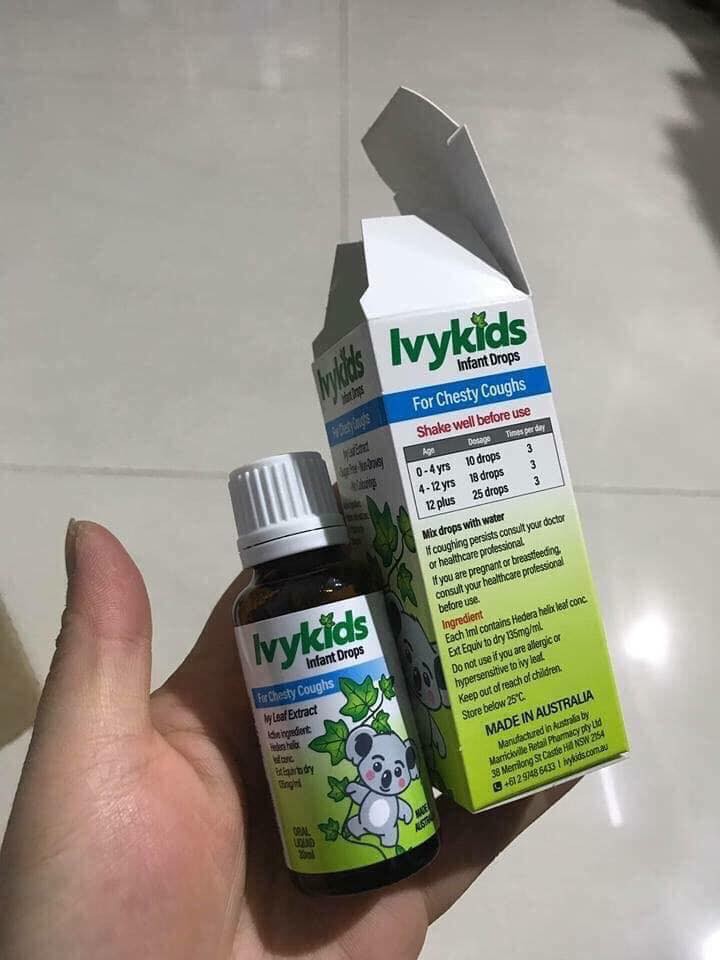 Siro Ivy Kids Úc 20ml - Hỗ Trợ Giảm Ho Cho Trẻ Sơ Sinh Và Trẻ Nhỏ - Dạng Siro Hương Dâu Dễ Uống