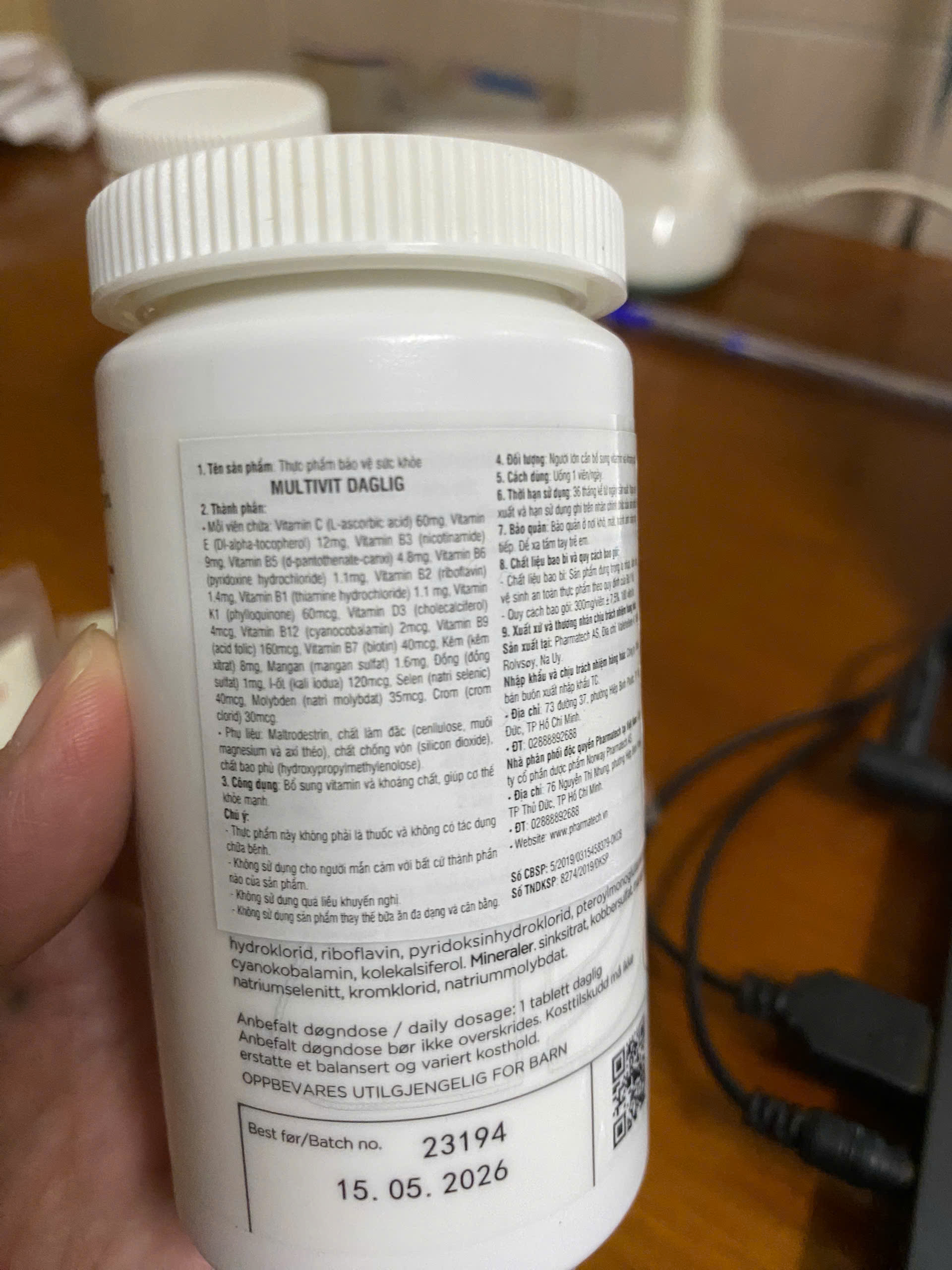 Viên uống bổ sung Vitamin và Khoáng chất MULTIVIT DAGLIG 180 viên-Nauy