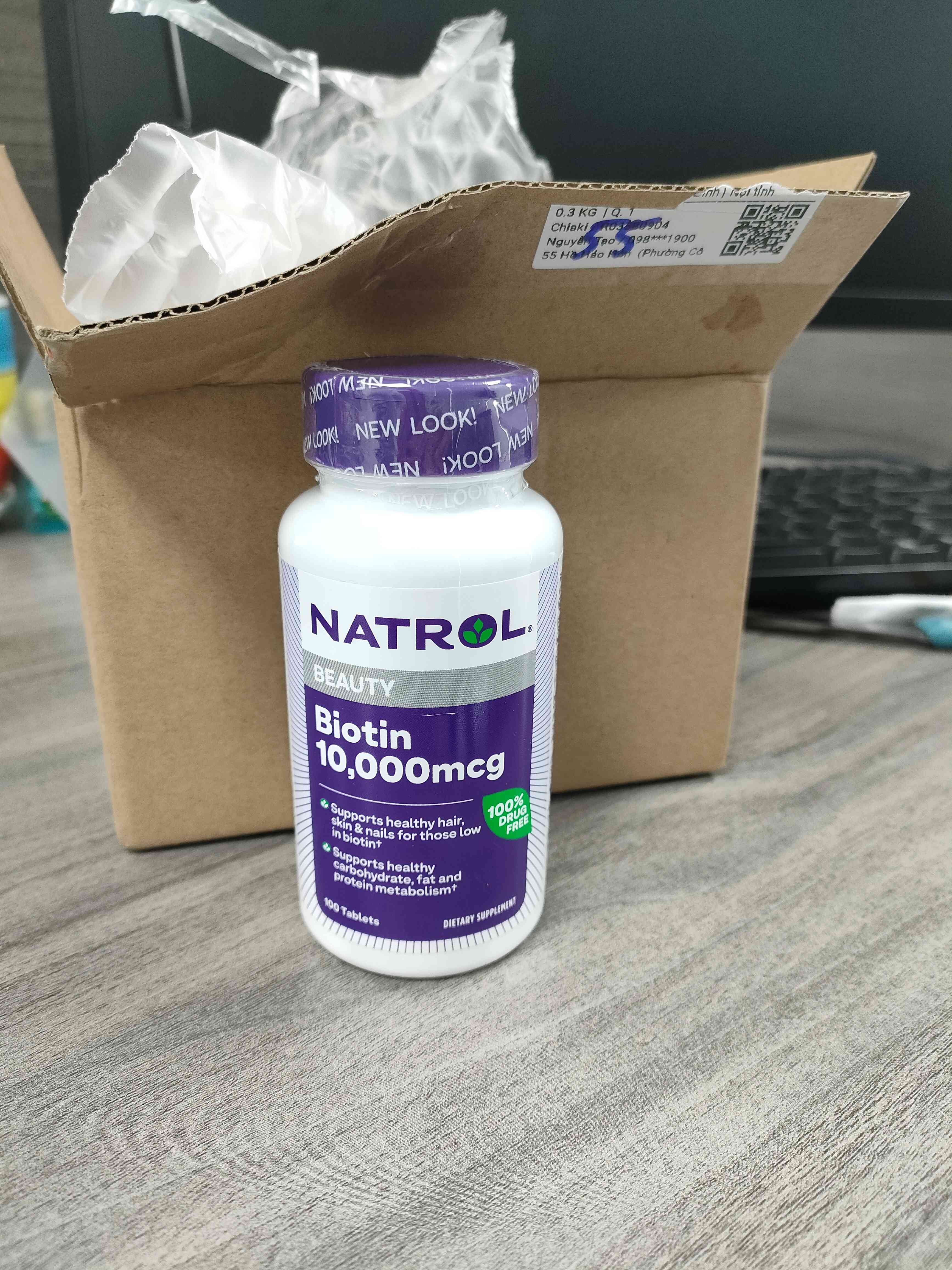 (Chính hãng) Viên Uống Hỗ Trợ Mọc Tóc Natrol Biotin 10.000mcg 100 Viên - Tăng Cường Tóc Khỏe Đẹp, Dinh Dưỡng Da và Móng Chắc Khỏe