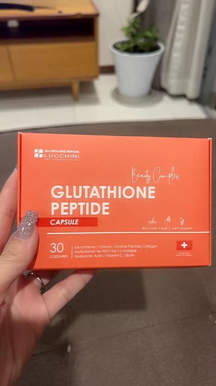Viên uống trắng da Lucchini Glutathione Peptide Thụy Sĩ - Dưỡng trắng da chuyên sâu, giảm thâm nám, tái tạo collagen hiệu quả