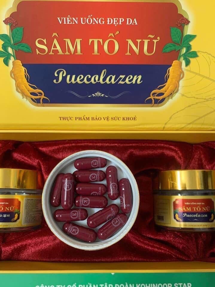 Viên Uống Sâm Tố Nữ Puecolazen - Hỗ Trợ Bổ Sung Nội Tiết Tố, Cải Thiện Nếp Nhăn, Tăng Cường Đàn Hồi Da, 800g