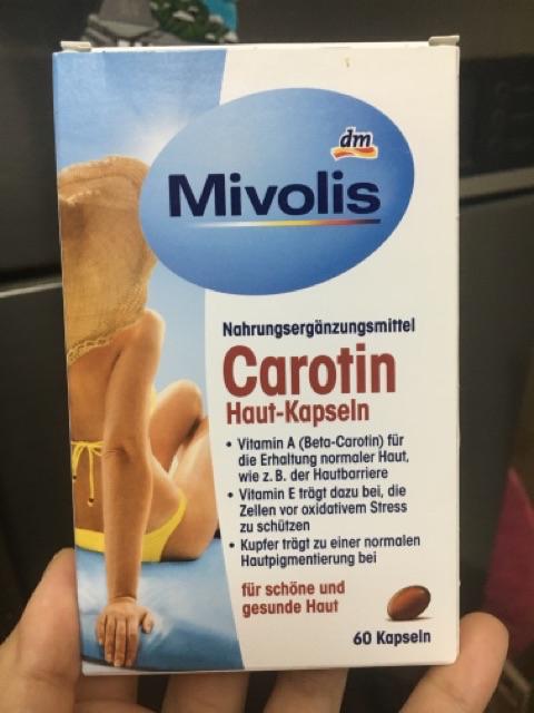 Viên Uống Chống Nắng Mivolis Carotin Das Gesunde Plus Đức - Bảo Vệ Da Từ Bên Trong, Chống Tia UV, 60 Viên Hộp