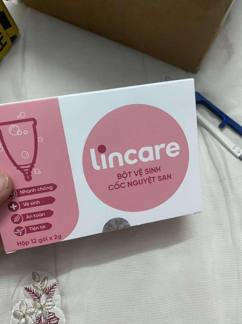Bột Vệ Sinh Tiệt Trùng Cốc Nguyệt San Lincare - Giúp Khử Mùi, Làm Sáng, Tăng Tuổi Thọ Cốc Nguyệt San, Hộp 12 Gói Tiện Dụng
