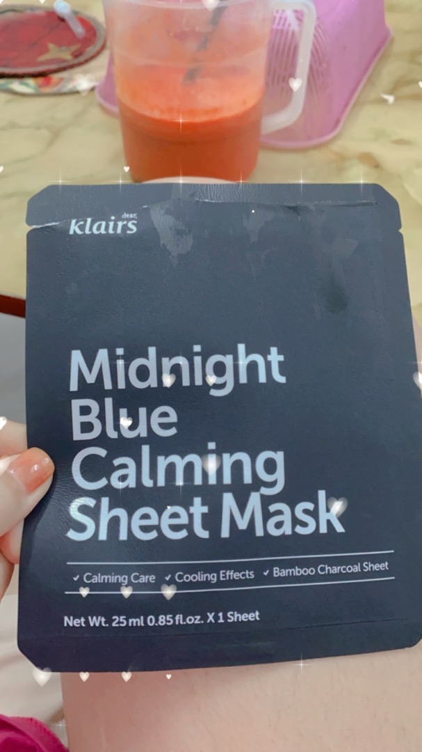 Mặt nạ thanh lọc làm dịu da Klairs Midnight Blue Calming Sheet Mask - Dành cho da nhạy cảm, hỗ trợ giảm mẩn đỏ và kích ứng, 1 miếng 25ml