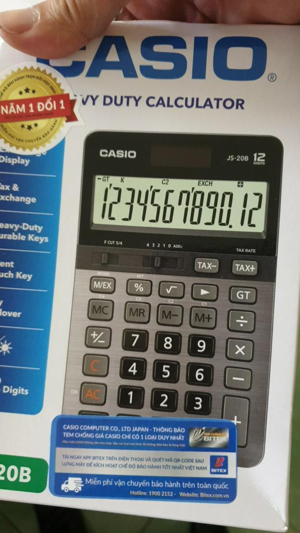 Máy Tính Casio JS-20B dành cho Văn Phòng và Kế Toán - Màn Hình Lớn, Nhiều Chức Năng Tiện Lợi, Thiết Kế Độc Đáo, Thân Thiện Người Dùng