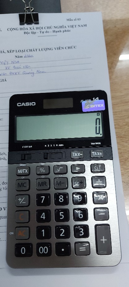 Máy Tính Casio JS-40B Màn Hình Hiển Thị 14 Số - Máy Tính Bỏ Túi Đa Năng Với Phím Thiết Kế Khoa Học, Chức Năng Ghi Nhớ Dữ Liệu