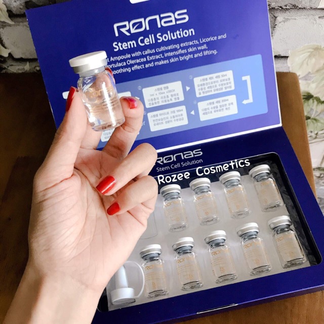 Tinh Chất Tế Bào Gốc Ronas Stem Cell Solution Hàn Quốc - Serum Dưỡng Da Phục Hồi, Làm Sáng và Tăng Đàn Hồi Da 10 Chai x 5ml