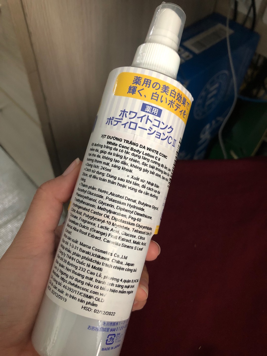 Xịt Dưỡng Trắng Toàn Thân White Conc Nhật Bản 245ml - Cấp Ẩm, Dưỡng Da Sáng Mịn, Phù Hợp Mọi Loại Da