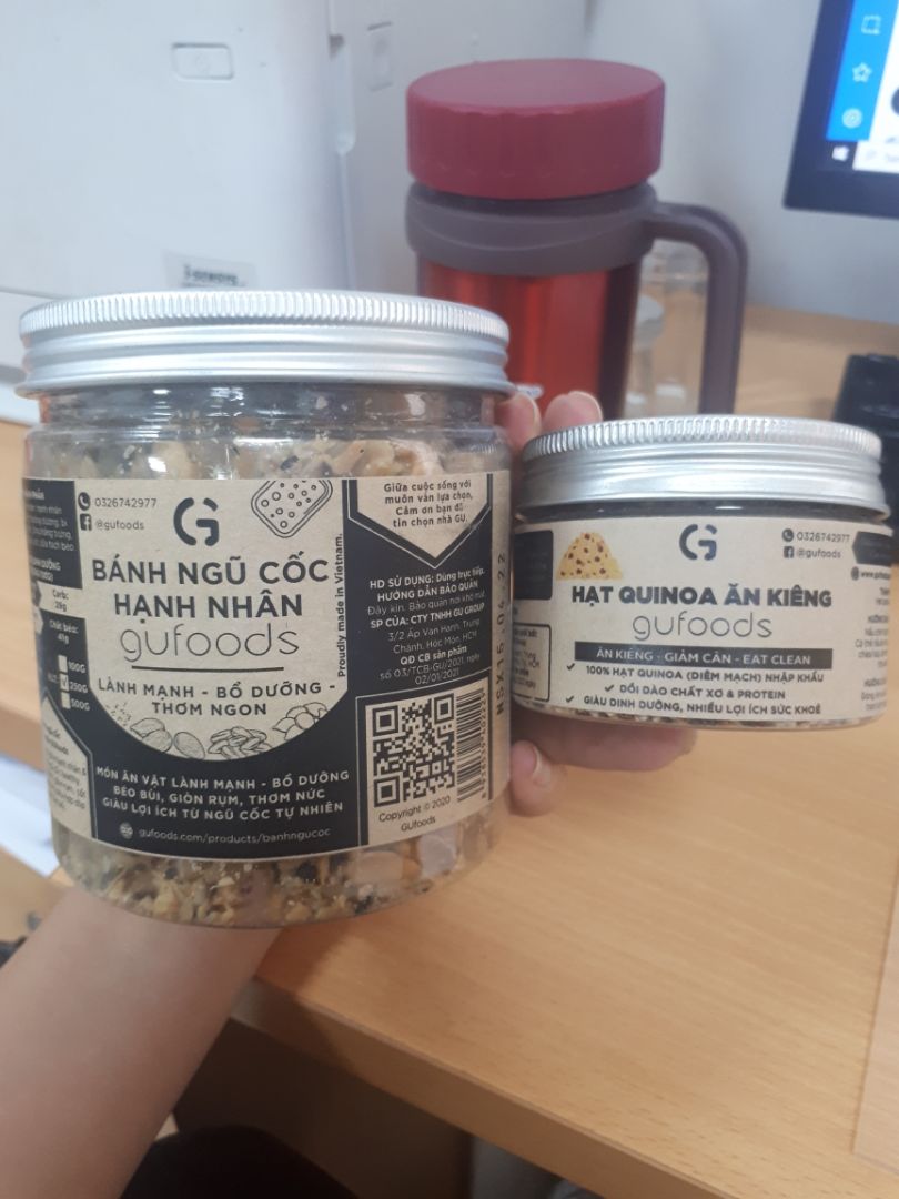 Bánh Ngũ Cốc Hạnh Nhân GUfoods 250g - Snack Bổ Dưỡng Chất Xơ Cao, Không Đường, Nguyên Liệu Thiên Nhiên, Ăn Kiêng An Toàn
