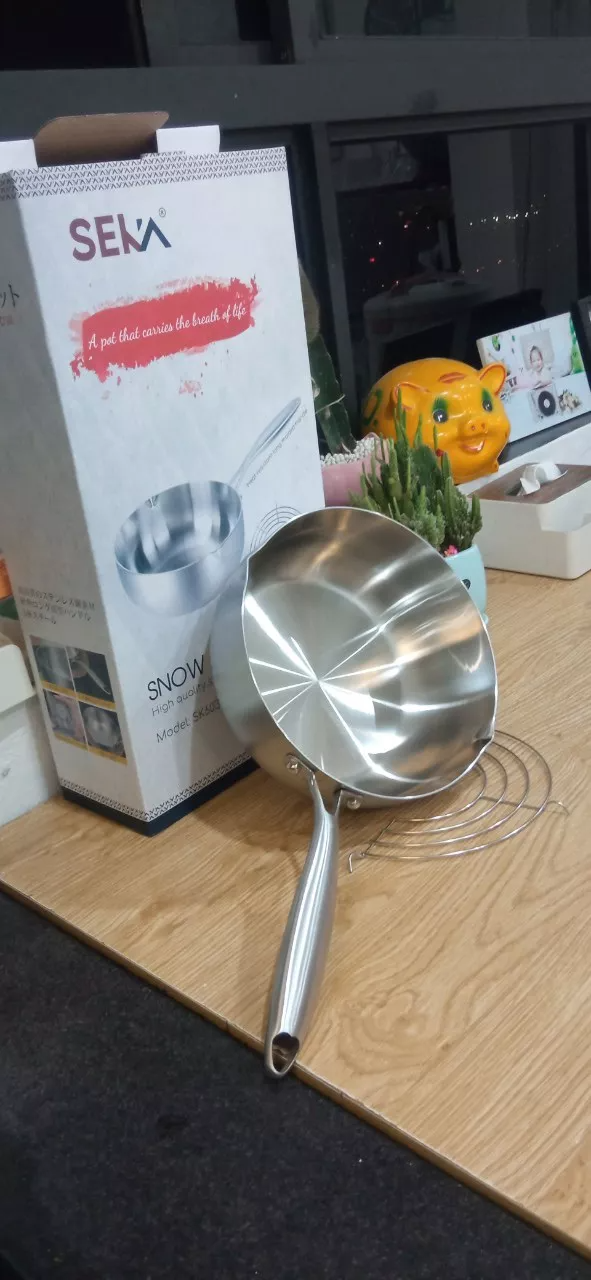 Chảo inox nguyên khối Seka 5 lớp sâu lòng - Dùng cho mọi loại bếp, chiên xào tiện lợi, chất lượng cao cấp, bền bỉ và an toàn sức khỏe.