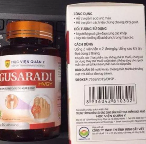 Viên uống Gusaradi Học viện Quân Y - Hỗ trợ điều trị bệnh gout, giảm acid uric, hộp 60 viên thiên nhiên, cải thiện sức khỏe.
