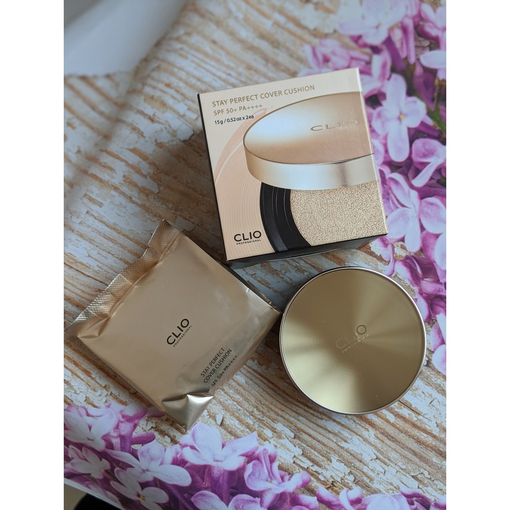 Phấn nước Clio Stay Perfect Cover Cushion SPF50+ - Che Khuyết Điểm Hoàn Hảo, Kiểm Soát Dầu, Lớp Nền Tự Nhiên cho Tất Cả Màu Da
