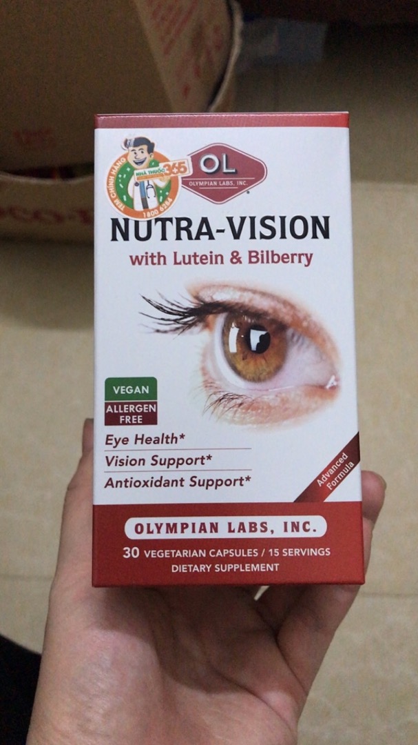 Viên uống hỗ trợ mắt Nutra Vision Olympian Labs - Vitamin và Khoáng Chất Bảo Vệ Mắt, Giảm Mệt Mỏi, Sản Phẩm Chính Hãng Mỹ
