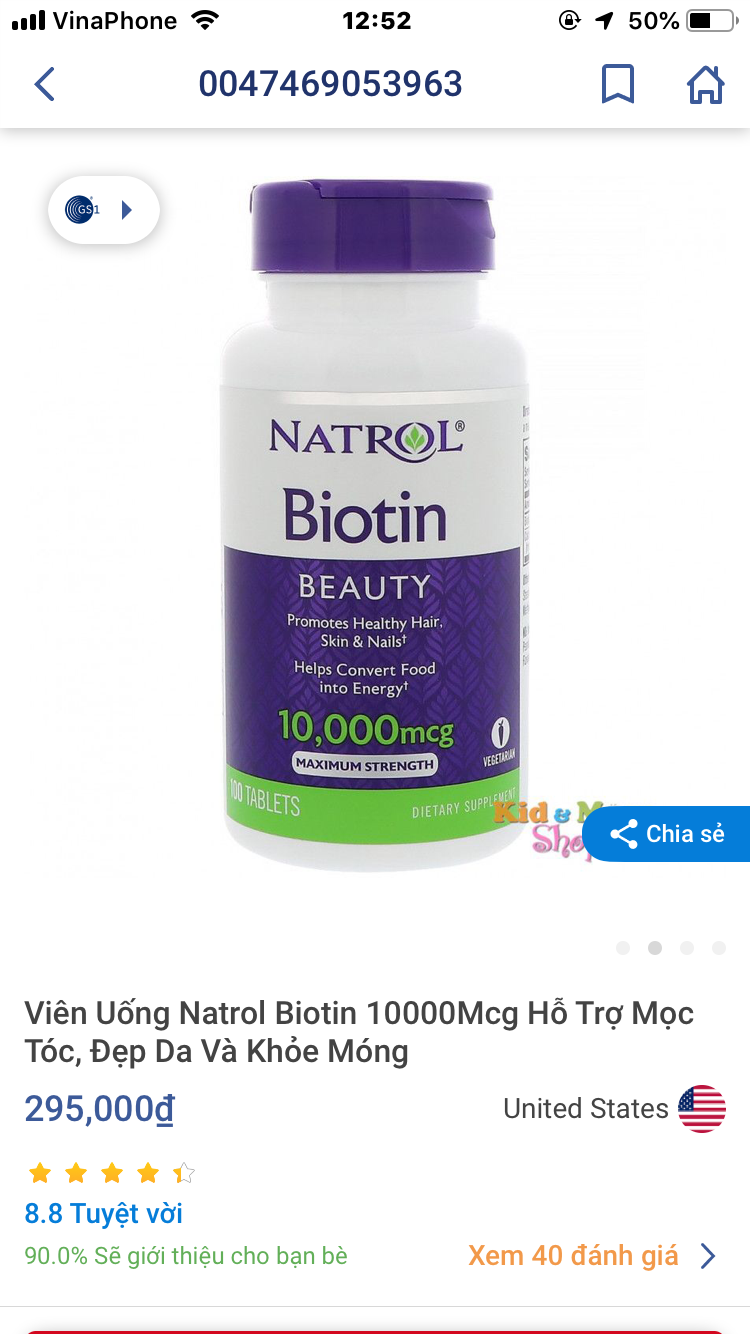 Viên Uống Mọc Tóc Natrol Biotin 10000 mcg Mỹ - Hỗ Trợ Rụng Tóc, Tóc Khỏe Mạnh, 100 Viên, Vitamin B7 Hữu Ích