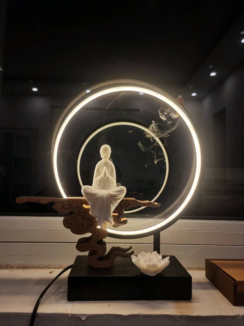 Tượng Thiền Sư An Nhiên Tự Tại Gốm Trắng Tử Sa - Vật Phẩm Phong Thủy Tinh Xảo Trang Trí Nhà Cửa, Bàn Thờ