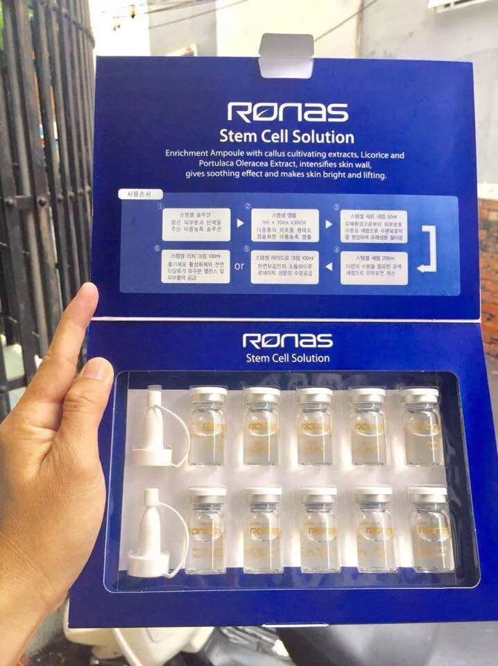 Tinh Chất Tế Bào Gốc Ronas Stem Cell Solution Hàn Quốc - Serum Dưỡng Da Phục Hồi, Làm Sáng và Tăng Đàn Hồi Da 10 Chai x 5ml