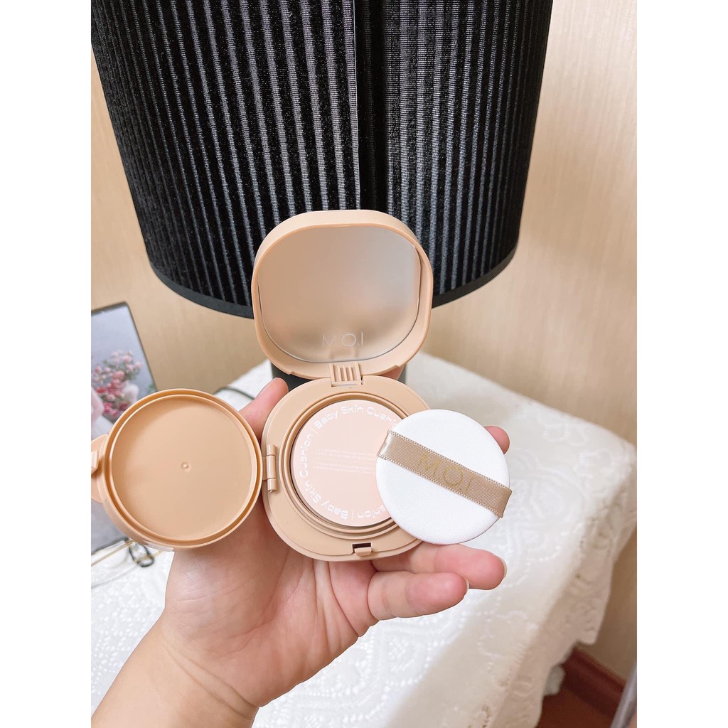 Phấn Nước M.O.I Baby Skin Cushion SPF 50+/PA+++ - Phấn Trang Điểm 5 in 1 Chống Nắng Dưỡng Ẩm, Lớp Nền Hoàn Hảo, Bền Màu 8 Giờ