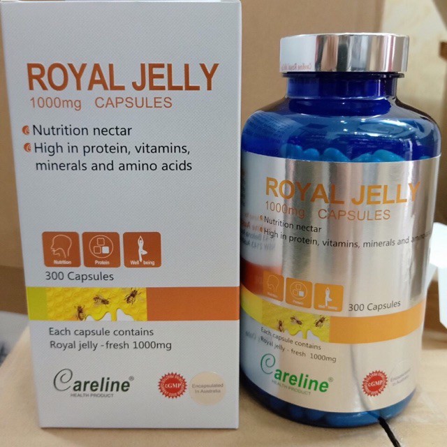 Sữa Ong Chúa Royal Jelly Careline 1000mg Cao Cấp - Giúp Làm Đẹp Da, Tăng Cường Sức Khỏe - Hộp 300 Viên Từ Úc