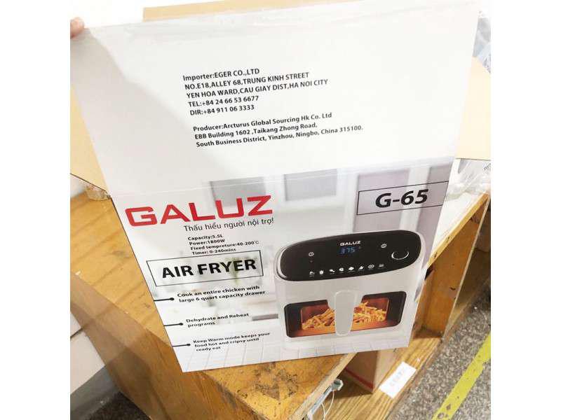Nồi Chiên Không Dầu Điện Tử Galuz G-65 Đa Năng 5.5L - Thiết Kế Kính Cường Lực, 8 Chế Độ Nấu, Dùng Cho 4-8 Người