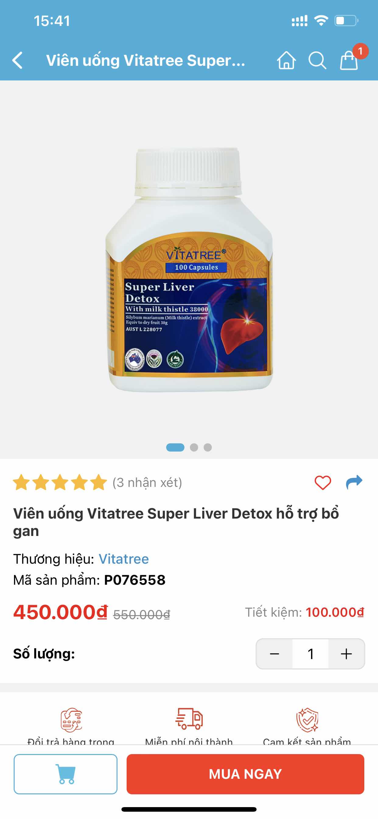 Viên Uống Vitatree Super Liver Detox 100 Viên - Hỗ Trợ Bổ Gan, Thanh Lọc Cơ Thể, Chiết Xuất Cây Kế Sữa, Tăng Cường Hệ Tiêu Hóa