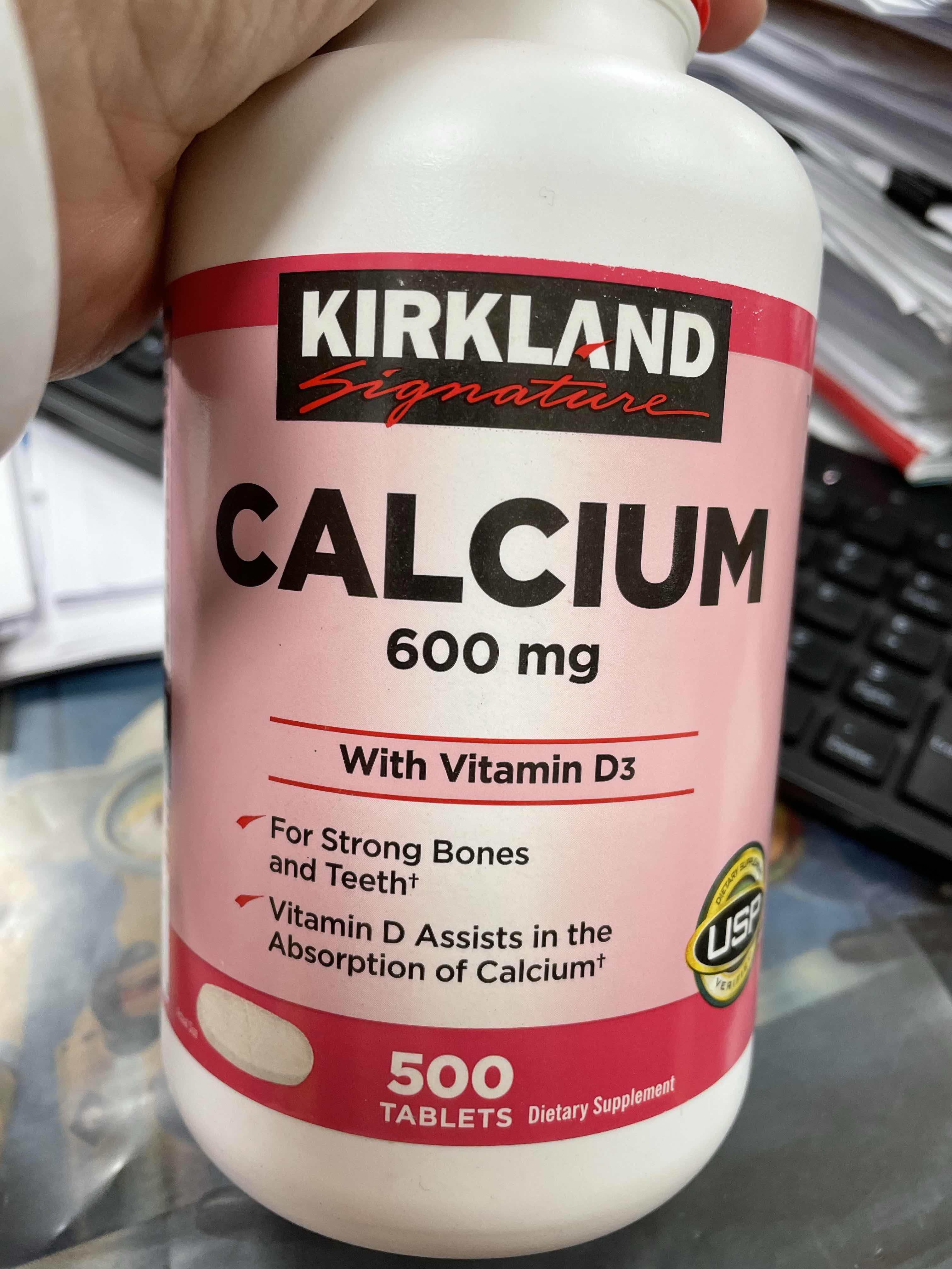 Viên uống Kirkland Calcium 600mg + D3 - Bổ sung Canxi và Vitamin D3 cho Xương Khỏe mạnh - Hỗ trợ ngừa loãng xương, 500 viên