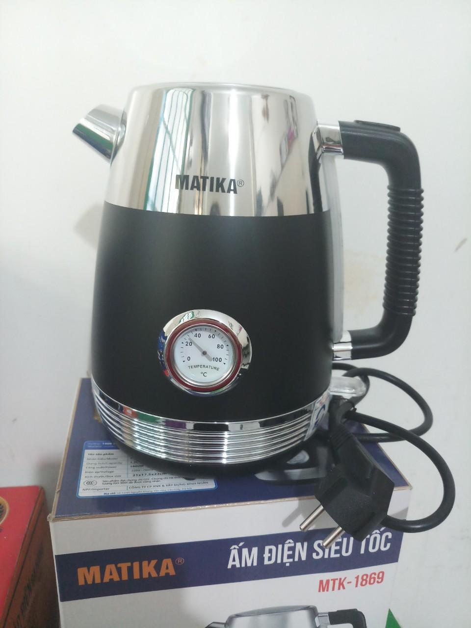 Ấm Siêu Tốc Matika MTK-1869 - Công Suất 1800W, Cảm Biến Nhiệt, Dung Tích 1.7L, Đun Nước Nhanh Chóng, Đồ Gia Dụng Cao Cấp
