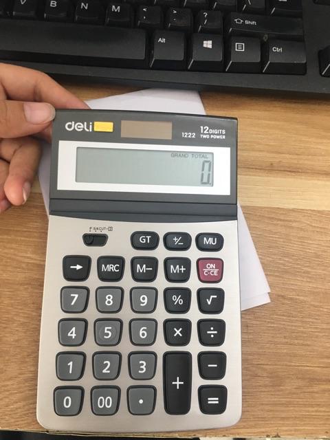 Máy tính kỹ thuật 12 số Deli E1222 - Máy tính điện tử siêu bền với màn hình LCD lớn, năng lượng pin và năng lượng mặt trời, tự động tắt nguồn