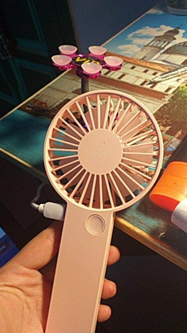 Quạt Cầm Tay Mini Deli 85801 - Quạt Sạc USB Nhanh Chóng, Thiết Kế Nhỏ Gọn, Dễ Dàng Mang Đi - Màu Hồng và Trắng