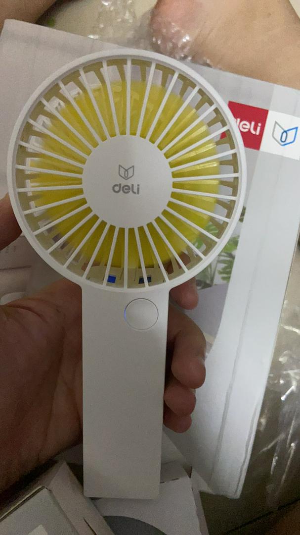 Quạt Cầm Tay Mini Deli 85801 - Quạt Sạc USB Nhanh Chóng, Thiết Kế Nhỏ Gọn, Dễ Dàng Mang Đi - Màu Hồng và Trắng