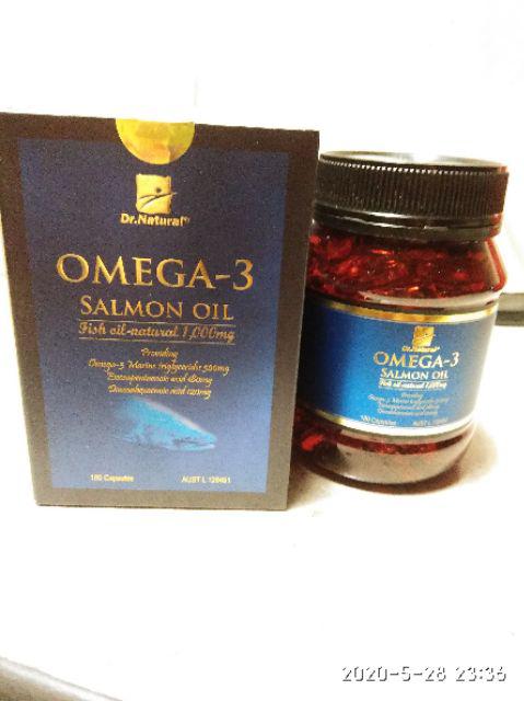 Viên Dầu Cá Hồi DR Natural Omega 3 Salmon Oil Úc - Hỗ Trợ Sức Khỏe Não Bộ và Mắt, Giảm Mỡ Máu, 180 Viên/Hộp