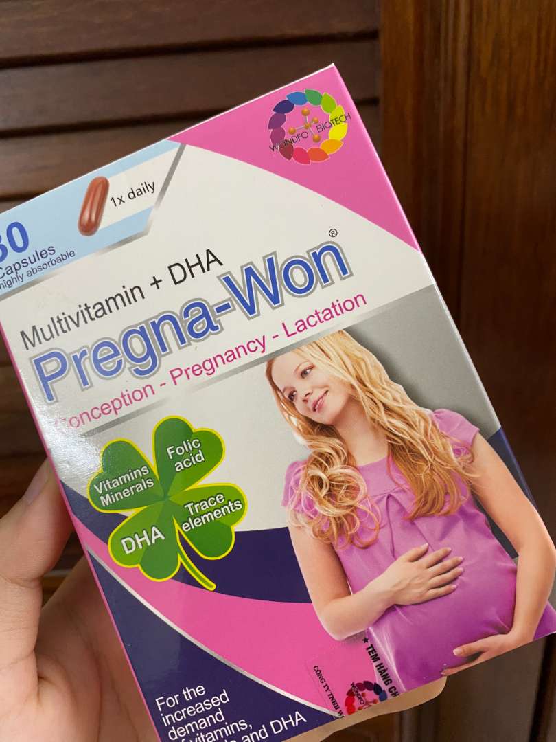 Viên uống Pregna-Won Multivitamin + DHA cho bà bầu - hỗ trợ sức khỏe mẹ và bé, giảm rạn da, 30 viên chính hãng