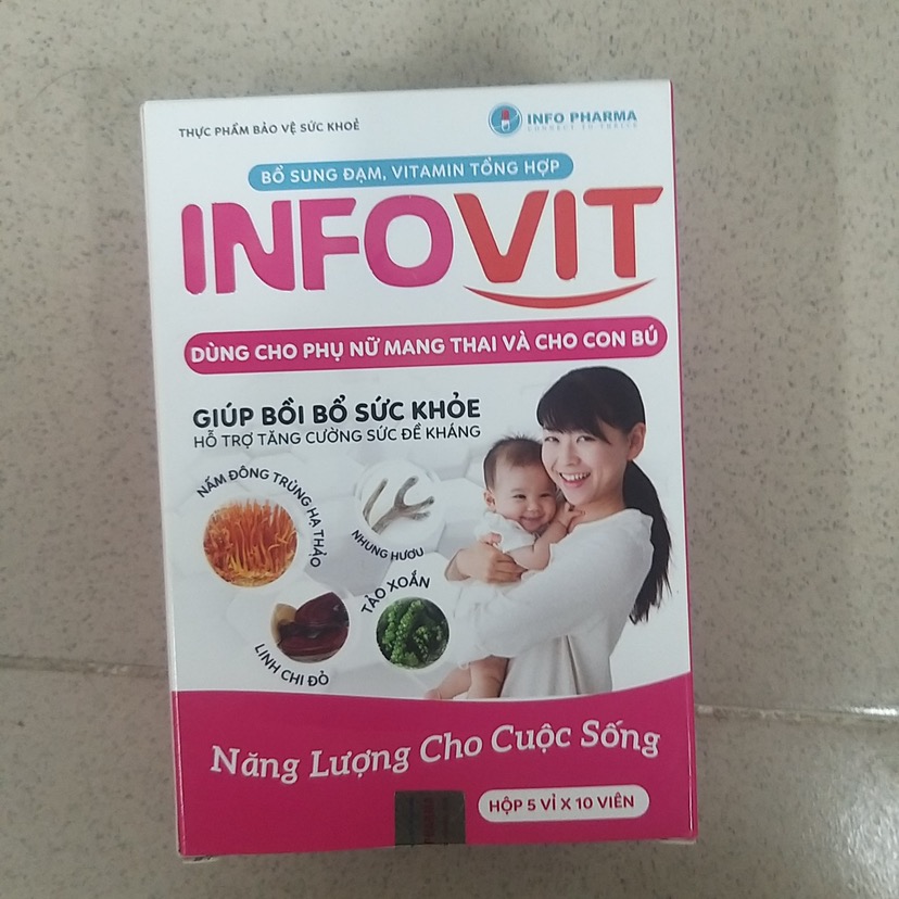 Viên Uống Vitamin Tổng Hợp Infovit Cho Mẹ Bầu - Bổ Sung Vitamin, Khoáng Chất Tăng Cường Sức Khỏe Thai Kỳ, Hộp 50 Viên