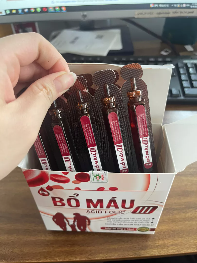 Siro Bổ Máu III - Hỗ trợ Bổ Sung Sắt và Acid Folic cho Cơ Thể, Tăng Tạo Máu, Giảm Thiếu Máu - Hộp 20 Ống 10ml