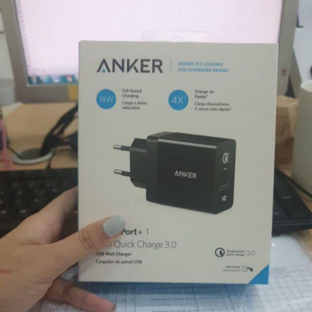 Củ sạc Anker PowerPort+ 1 QC 3.0 chân cắm tròn - Sạc nhanh Qualcomm Quick Charge 3.0 cho Smartphone và Tablet, Màu Đen và Trắng
