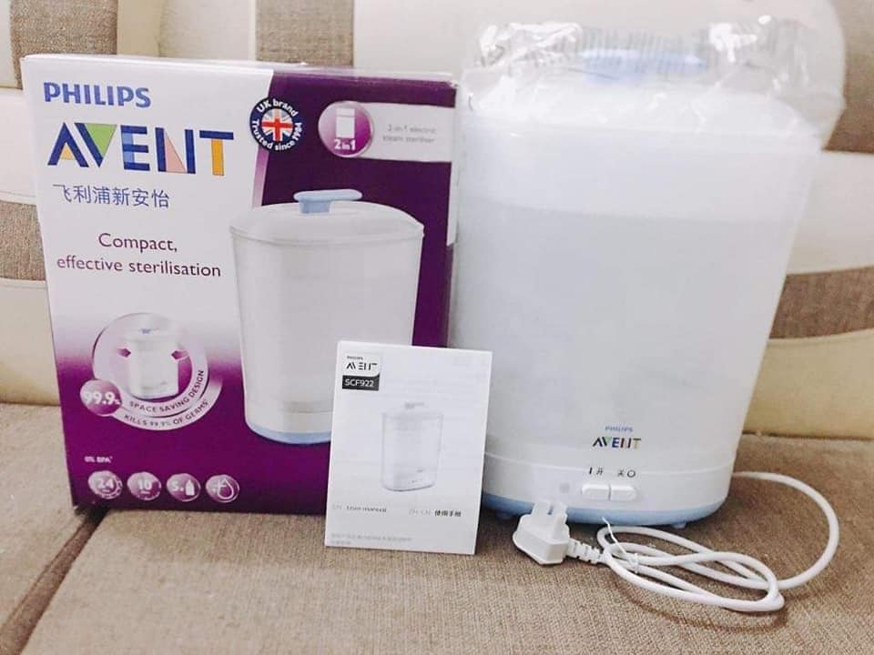 Máy Tiệt Trùng Bình Sữa Avent 2 Trong 1 SCF922/03 - Tiêu Diệt 99,9% Vi Khuẩn, Thiết Kế Thông Minh, Tiện Lợi Cho Mẹ Và Bé