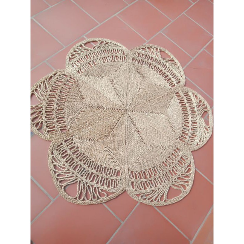 Thảm Cói Hoa Cao Cấp 1.2m - Thảm Trang Trí Nhà Cửa Độc Đáo, Chất Liệu Bền Bỉ, Dễ Vệ Sinh, Phong Cách Hiện Đại