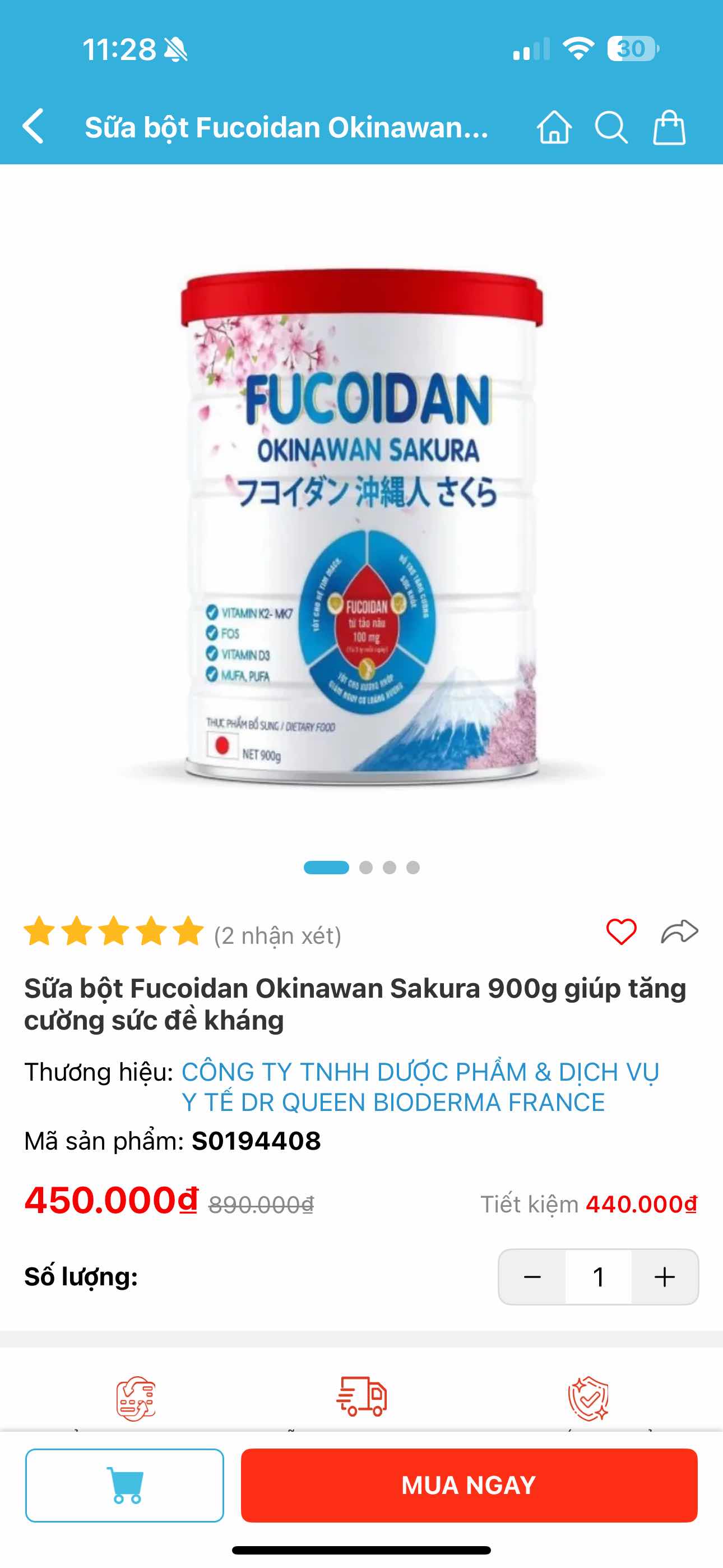 Sữa Bột Fucoidan Mozuku 900g - Tăng Cường Sức Đề Kháng, Giúp Bảo Vệ Sức Khỏe Người Lớn
