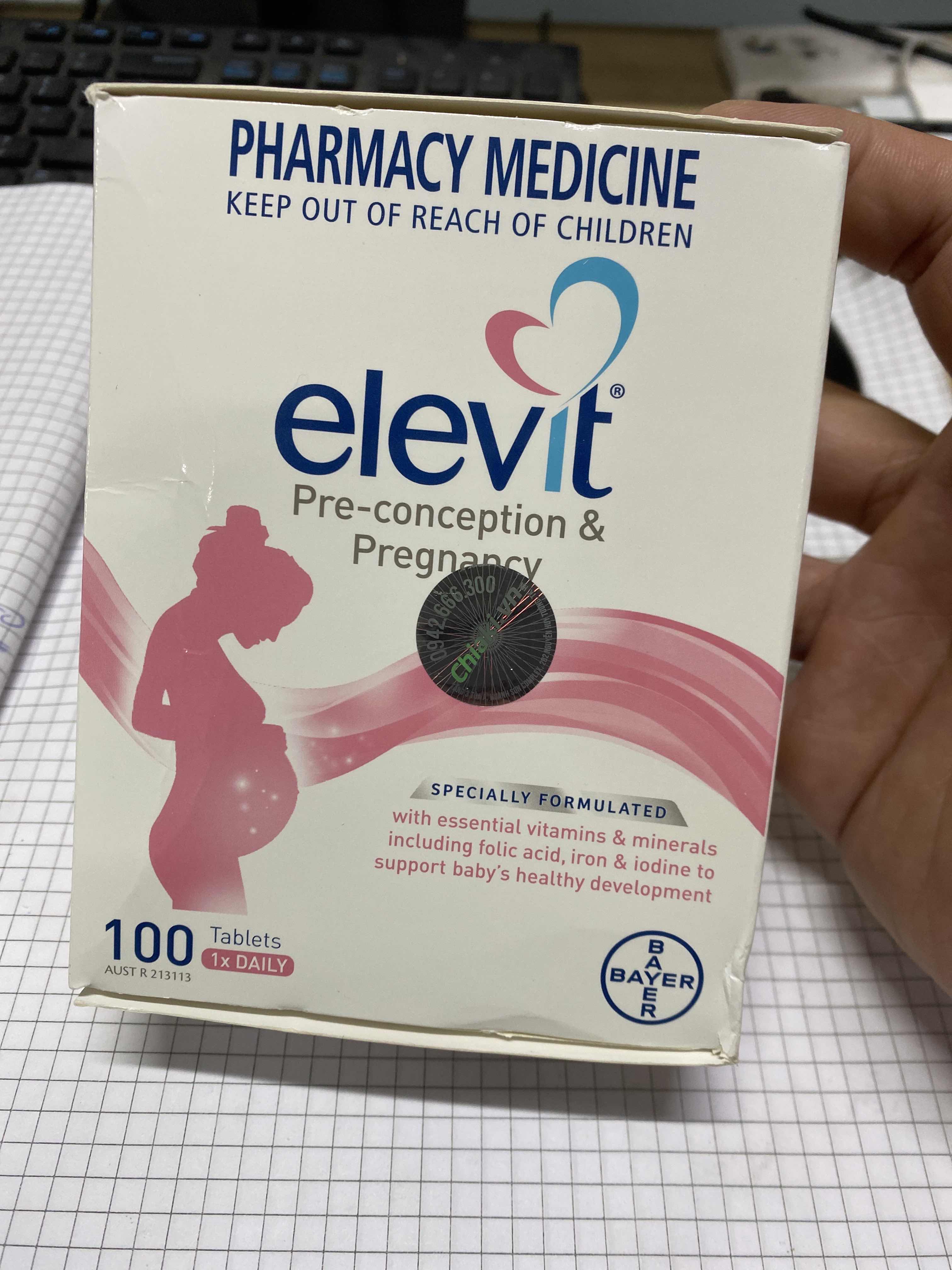 Vitamin Bà Bầu Elevit Úc - Hộp 100 Viên, Bổ Sung Dinh Dưỡng Cho Mẹ Mang Thai và Thai Nhi, Vitamin Thiết Yếu Từ Thương Hiệu Bayer